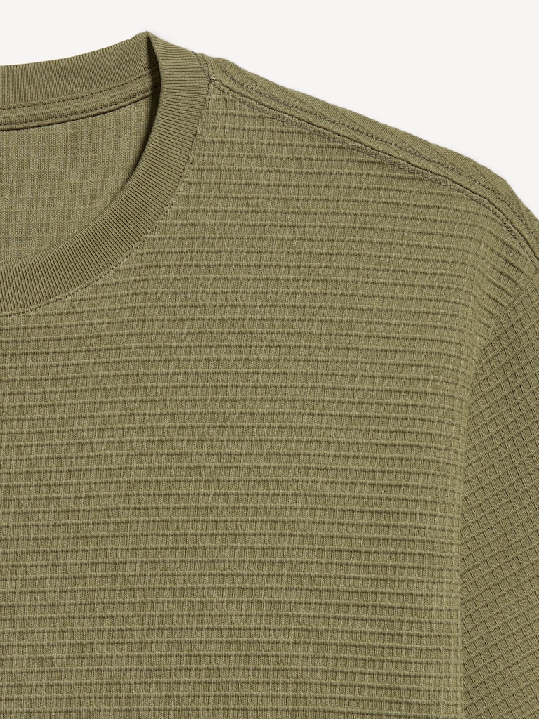 Relaxed Short-Sleeve Textured Waffle T-Shirt