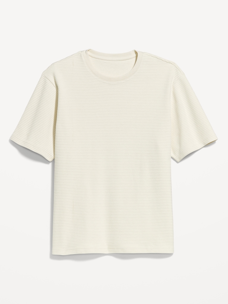 Relaxed Short-Sleeve Textured Waffle T-Shirt