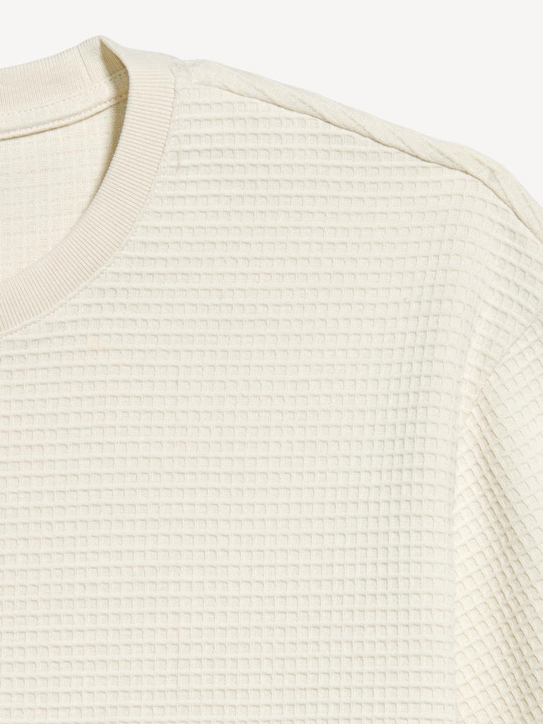 Relaxed Short-Sleeve Textured Waffle T-Shirt
