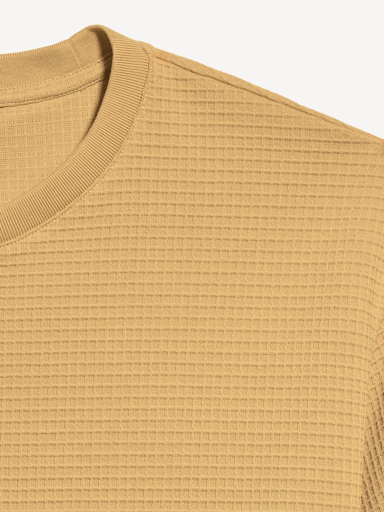 Relaxed Short-Sleeve Textured Waffle T-Shirt