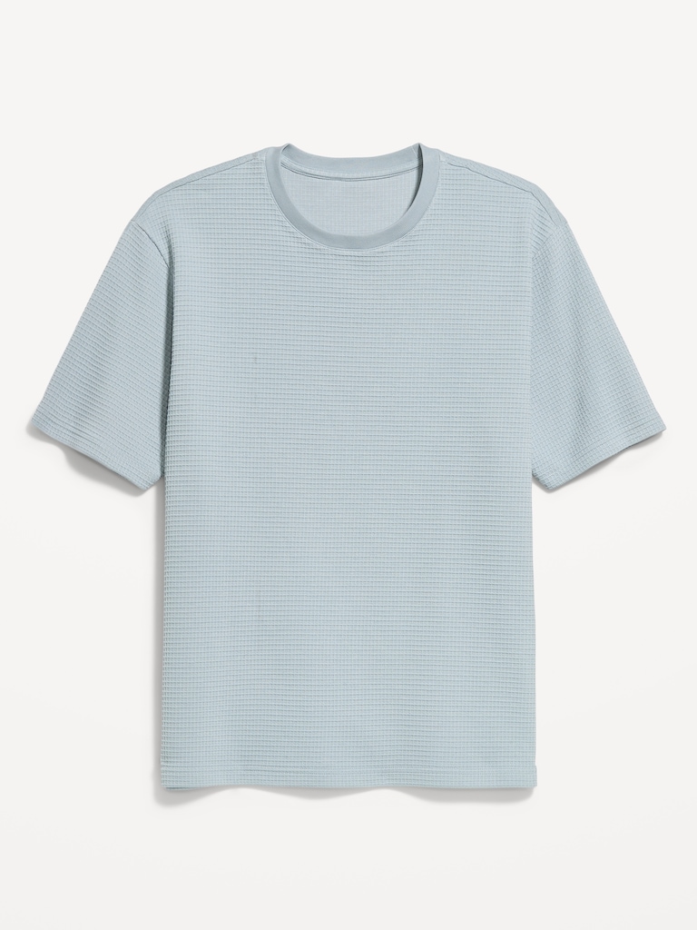 Relaxed Short-Sleeve Textured Waffle T-Shirt