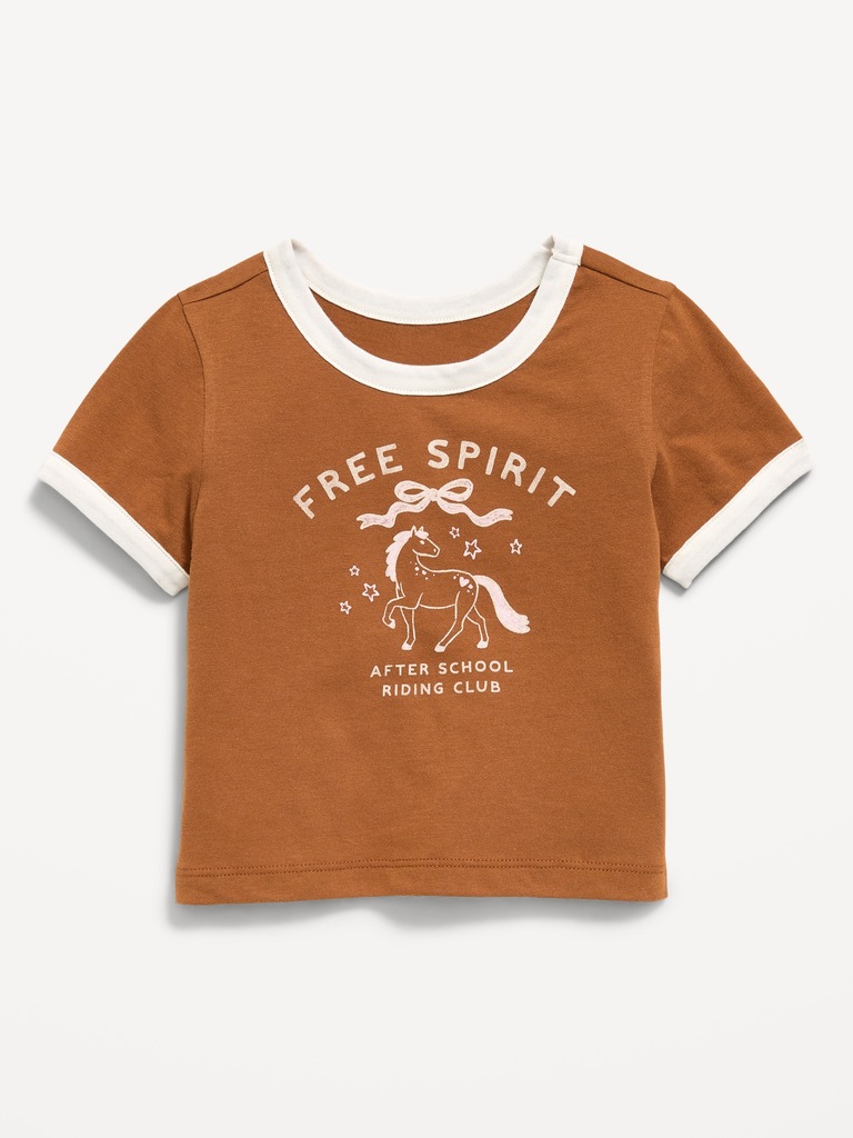 T-shirt à imprimé à manches courtes à bords contrastants pour toute-petite