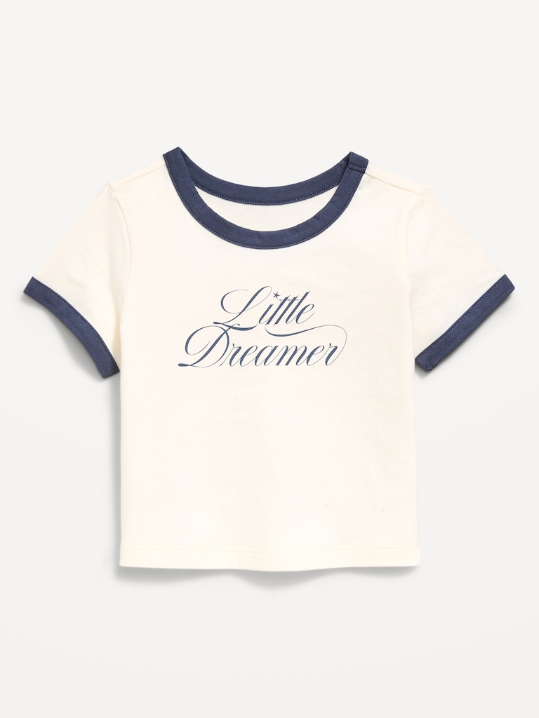 T-shirt à imprimé à manches courtes à bords contrastants pour toute-petite