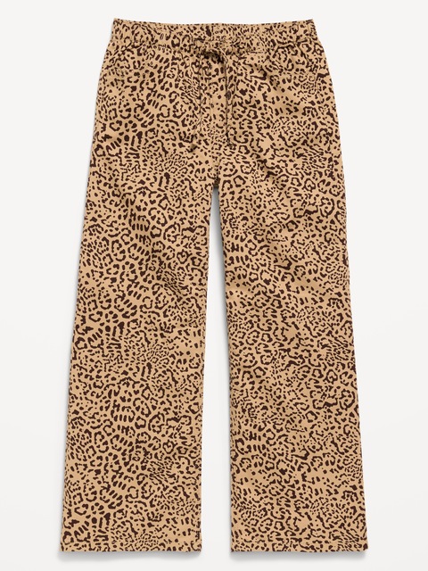 Pull-On Super Baggy Wide-Leg Twill Pants for Girls