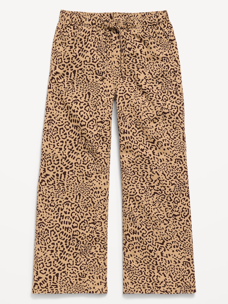 Pull-On Super Baggy Wide-Leg Twill Pants for Girls