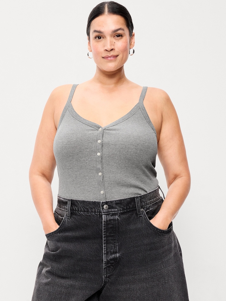 Button-Front Cami Tank Top