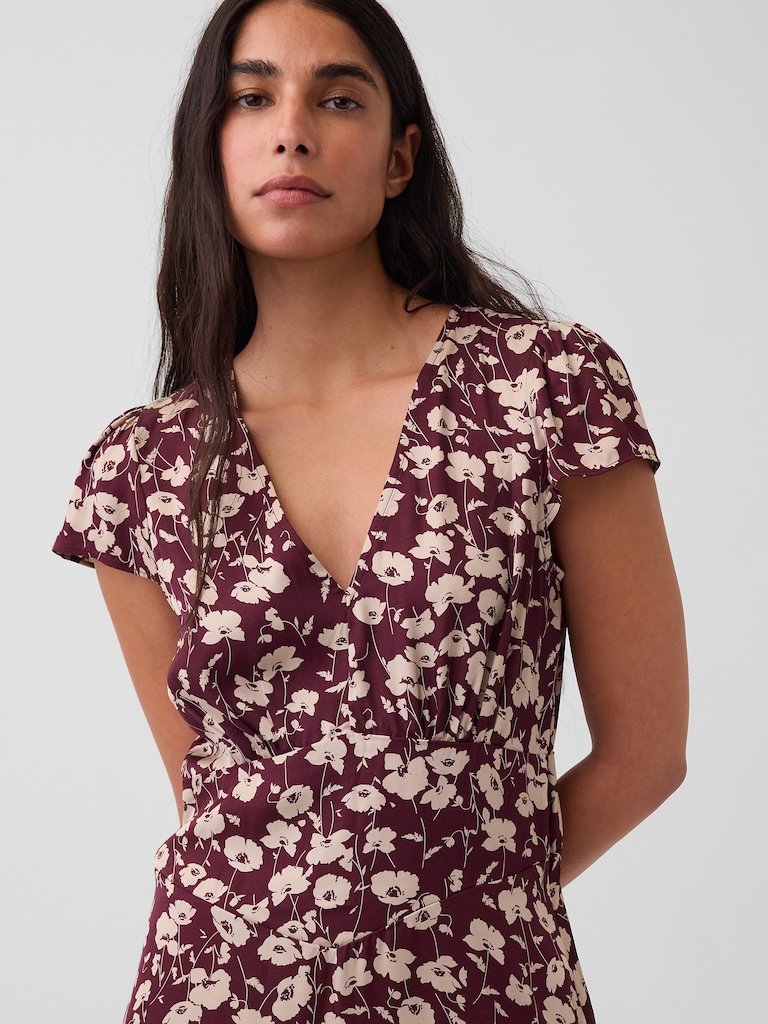 V-Neck Print Mini Dress