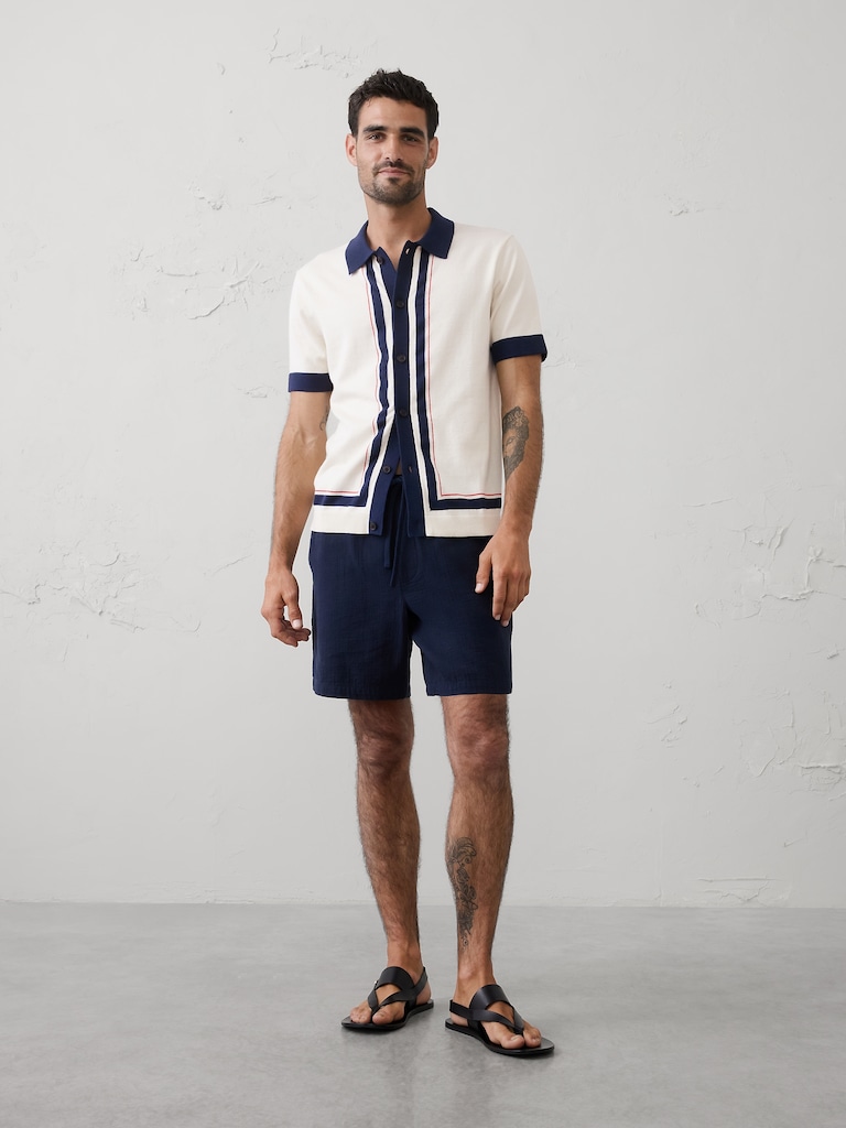 Border Striped Sweater Polo