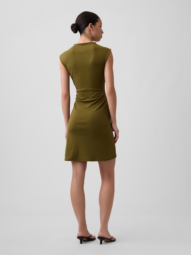 Modern Ribbed Ruched Mini Dress