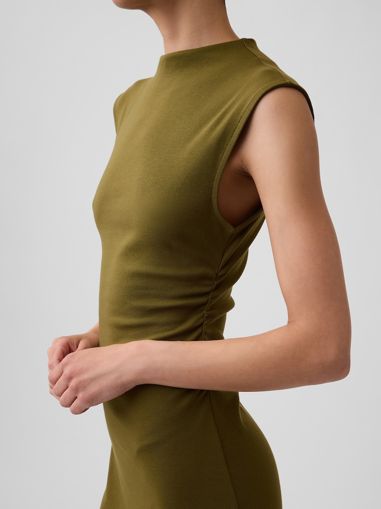Modern Ribbed Ruched Mini Dress