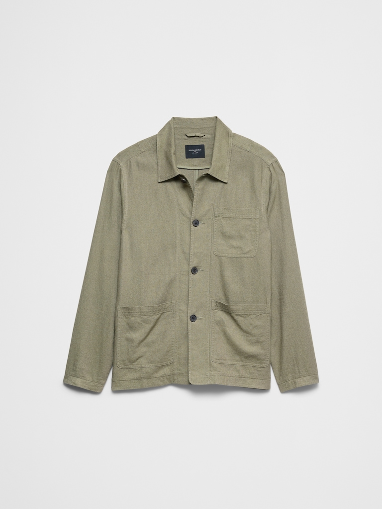 Linen-Blend Chore Jacket