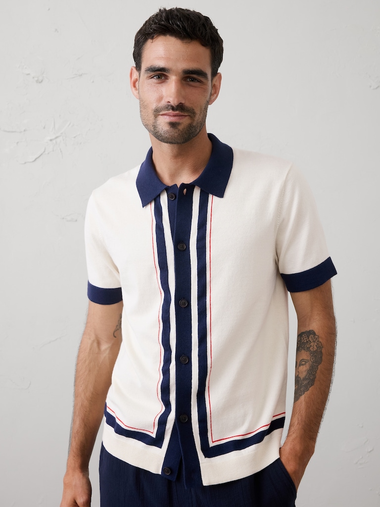 Border Striped Sweater Polo