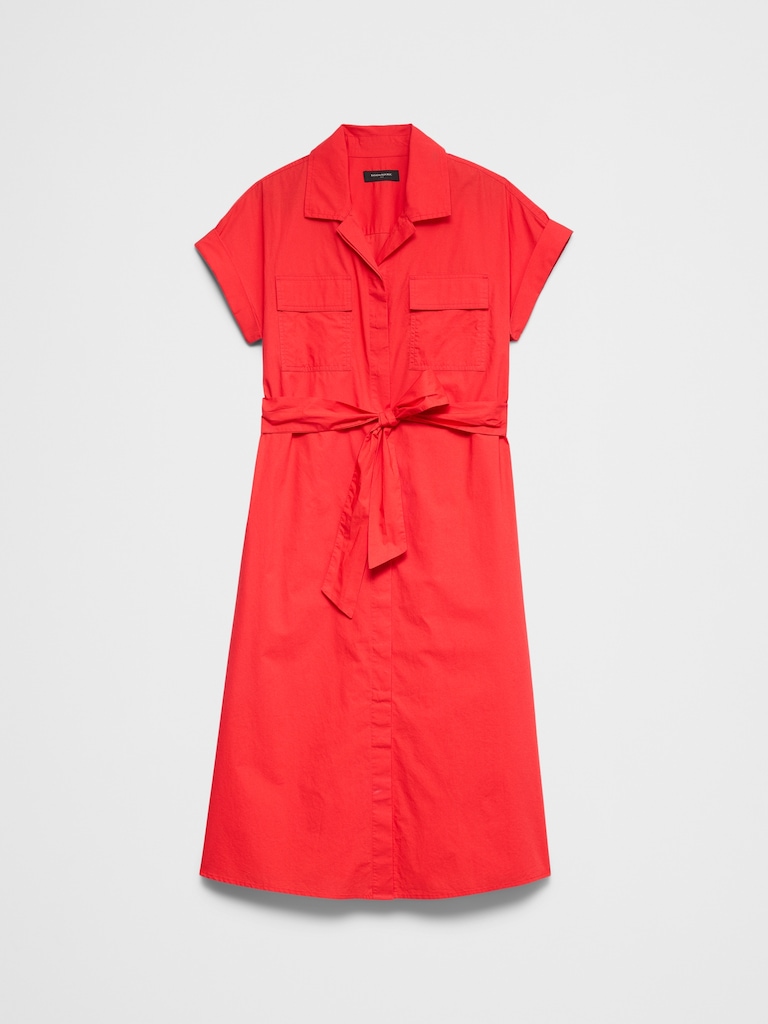 Poplin Utility Midi Shirtdress