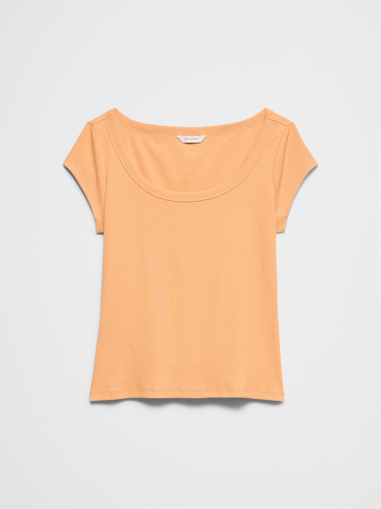 Ribbed Scoop-Neck T-Shirt