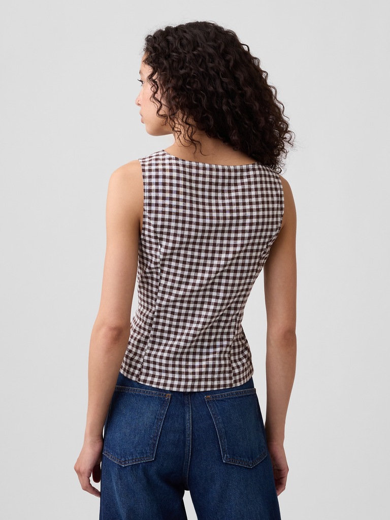Boatneck Button-Up Top