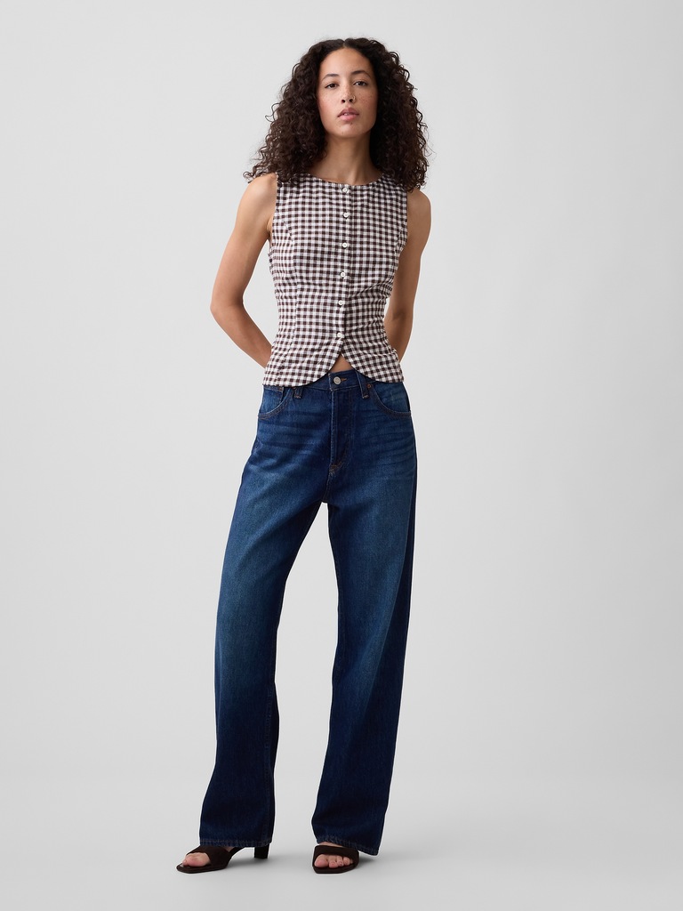 Boatneck Button-Up Top