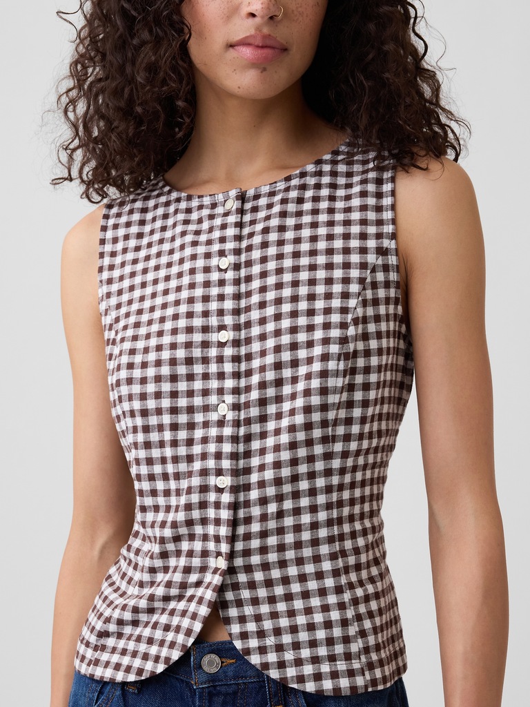 Boatneck Button-Up Top
