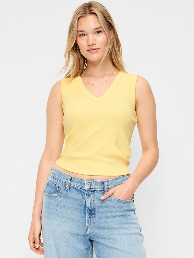 Snug Crop V-Neck Tank Top