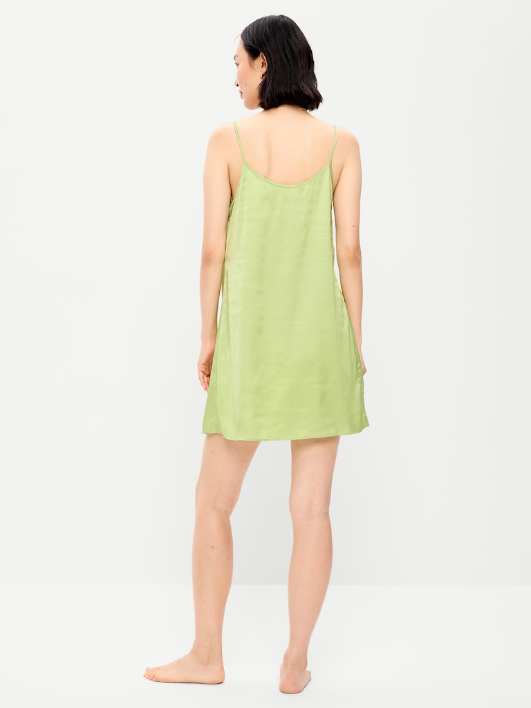 Satin Lace-Trim Sleep Dress