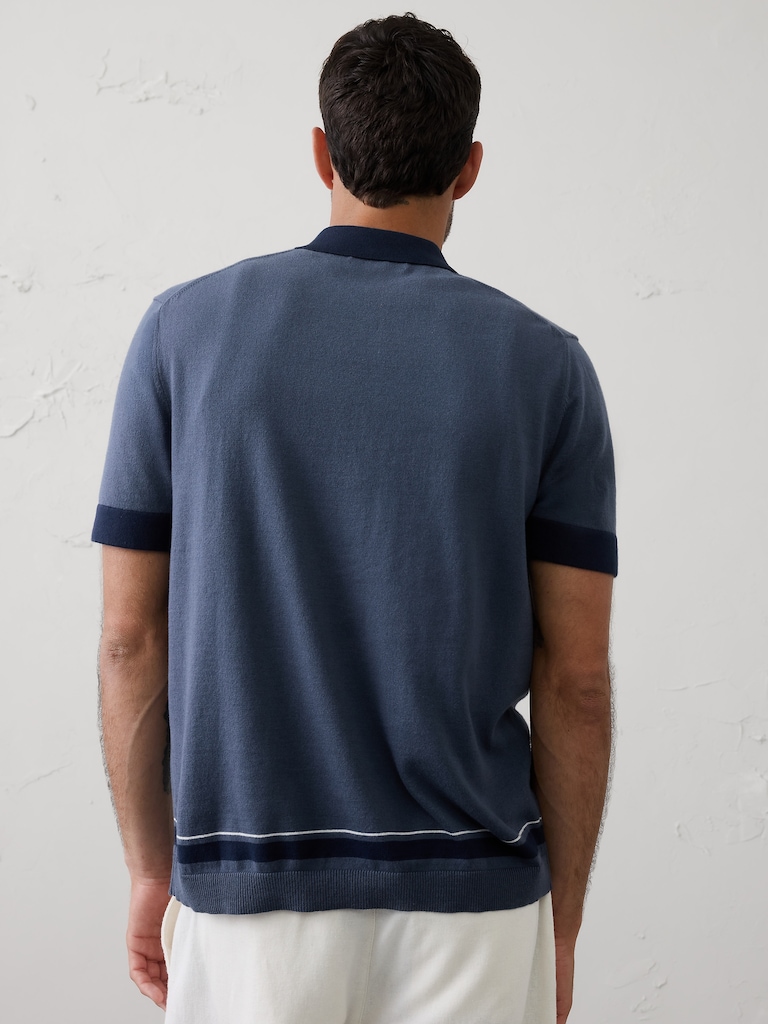 Border Striped Sweater Polo