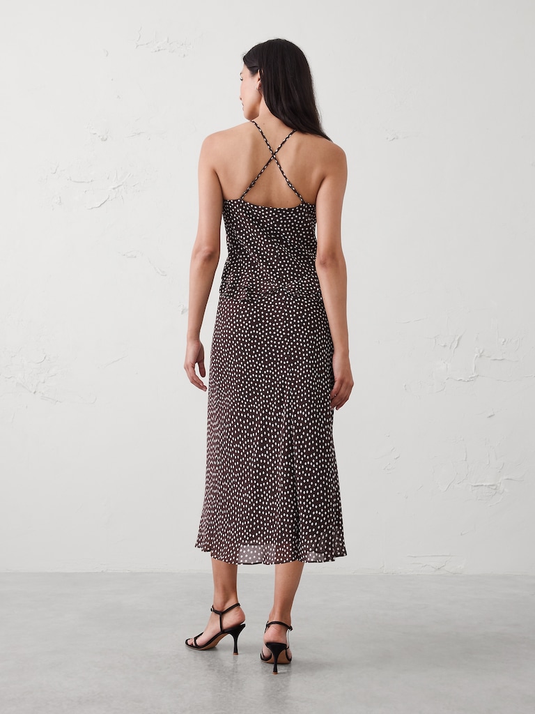 Chiffon Bias Ruffle Midi Dress