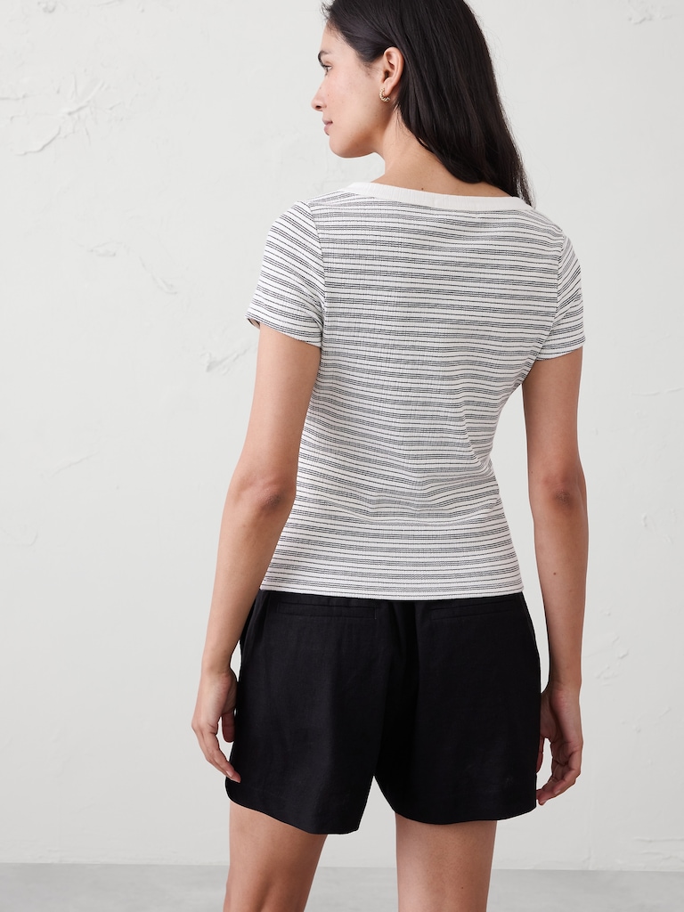 Variegated Ribbed Henley Shirt