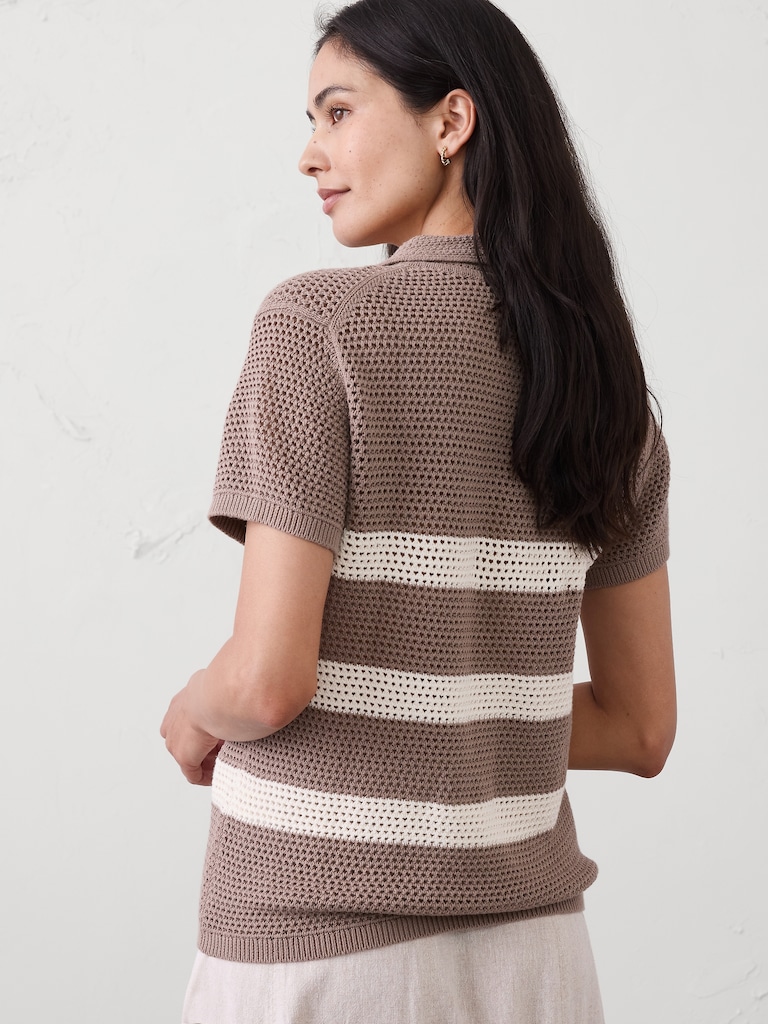 Cotton Textured Sweater Polo