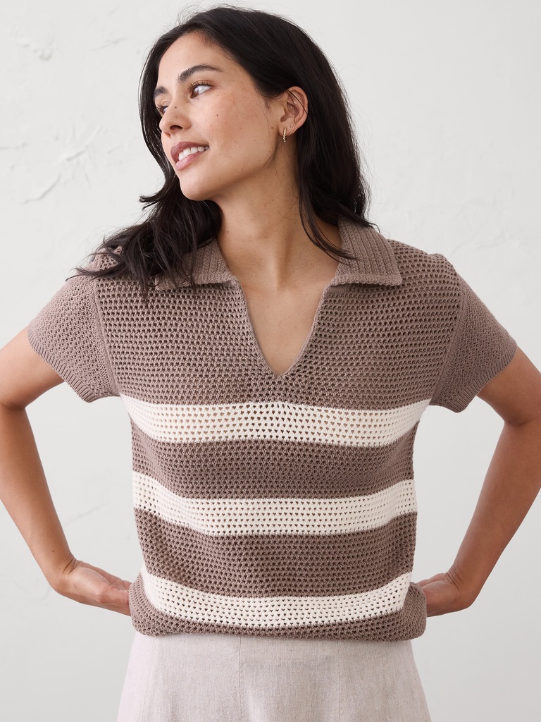 Cotton Textured Sweater Polo