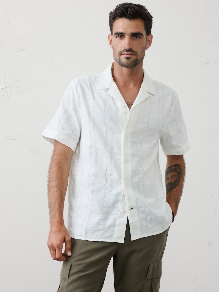 Standard-Fit Textured Resort Shirt