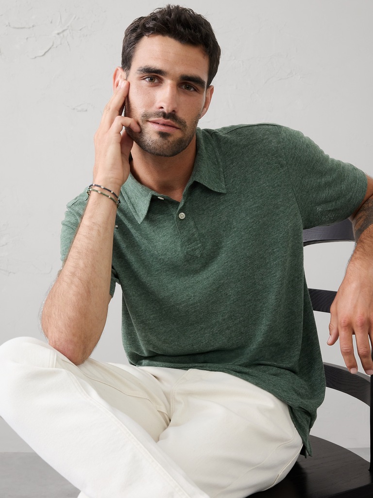 Slim-Fit Linen-Blend Polo