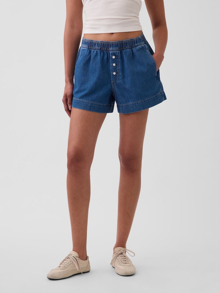 Mid Rise UltraSoft Denim Boxer Shorts