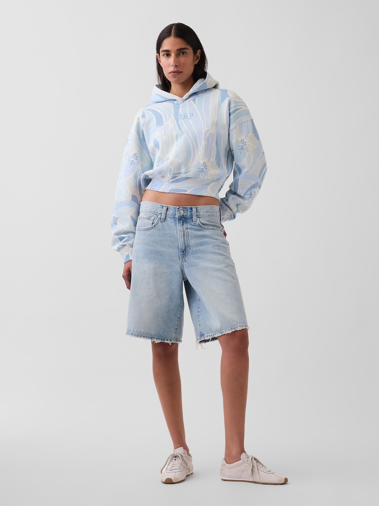 VintageSoft Crop Logo Hoodie
