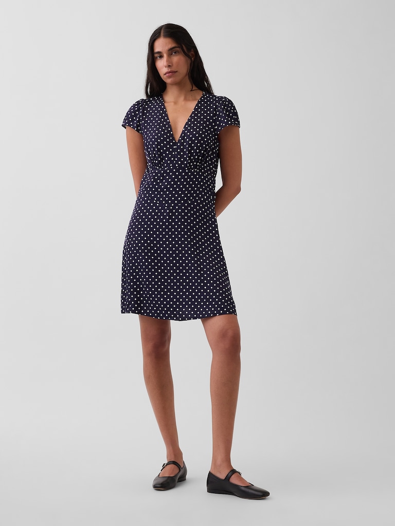 V-Neck Print Mini Dress
