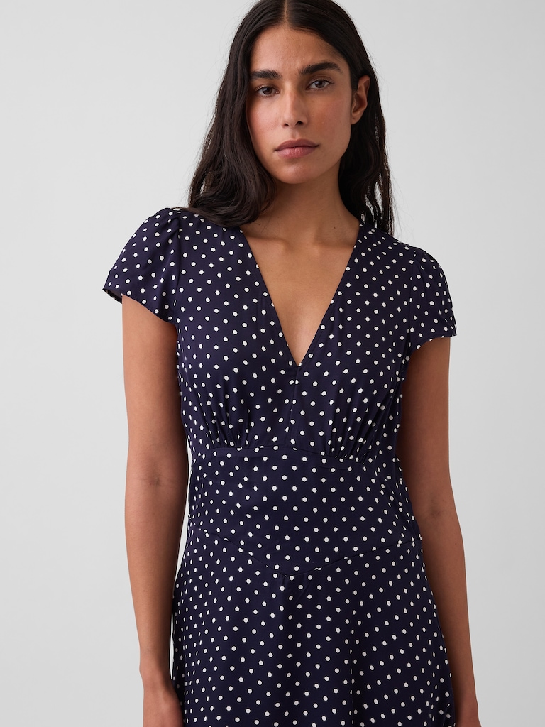V-Neck Print Mini Dress