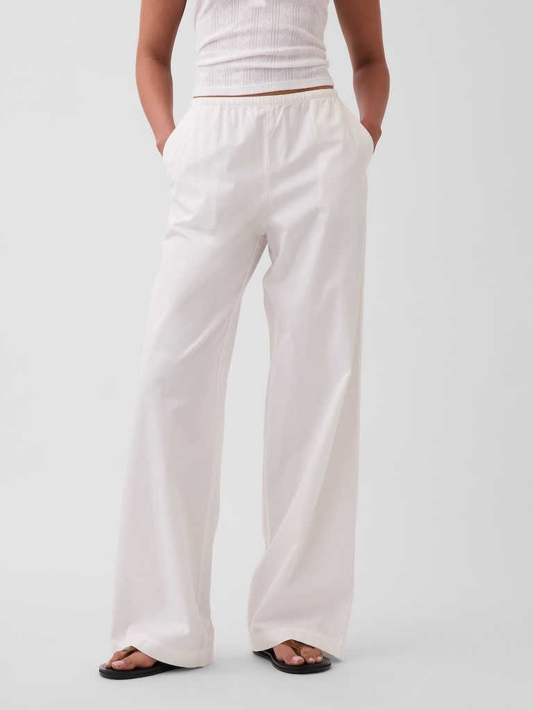 Mid Rise Relaxed Easy Wide-Leg Pants