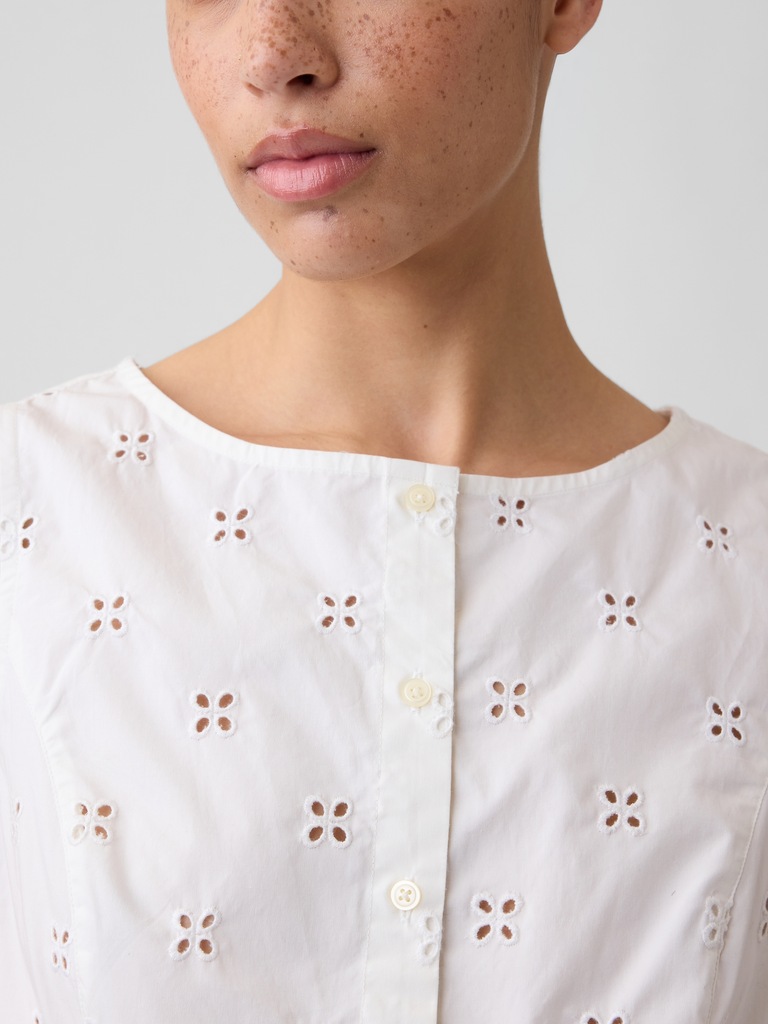 Boatneck Button-Up Top