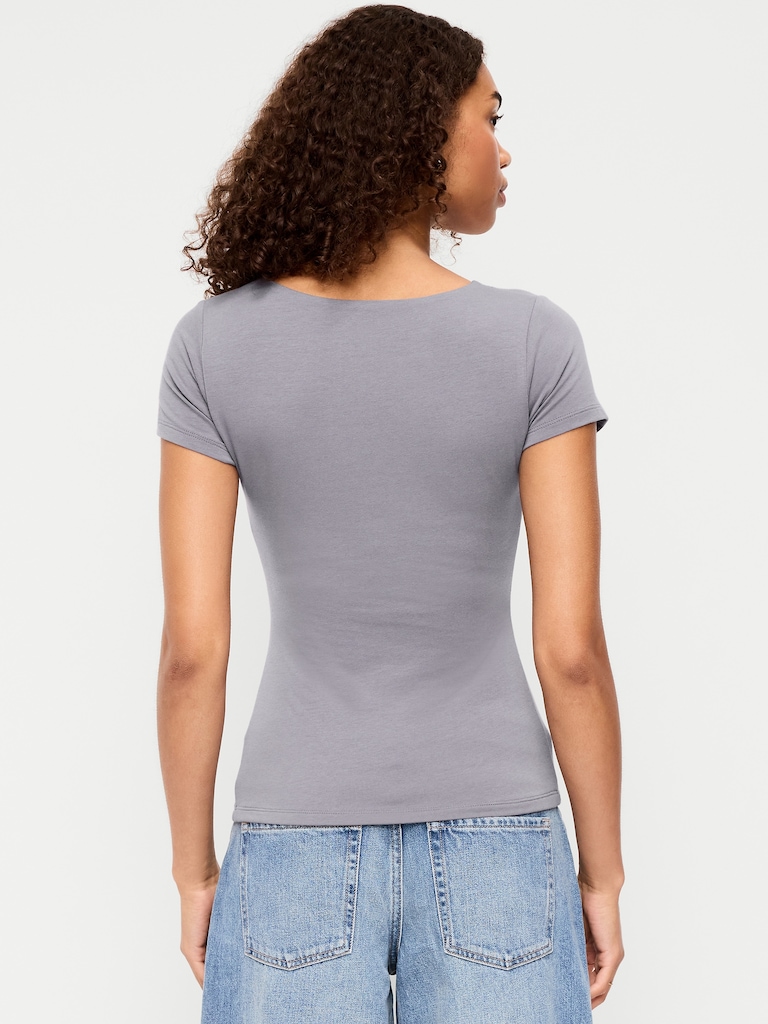 Hug Double-Layer Scoop-Neck Top
