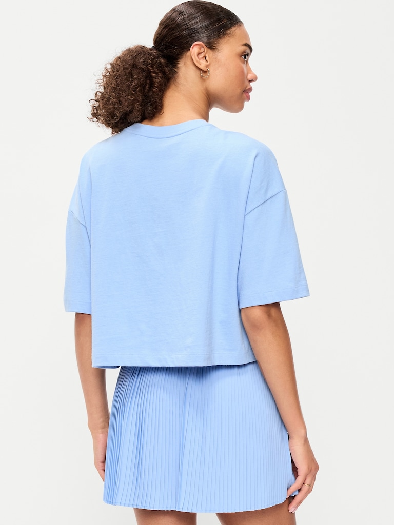 Vintage Crew-Neck Oversized Crop Graphic T-Shirt