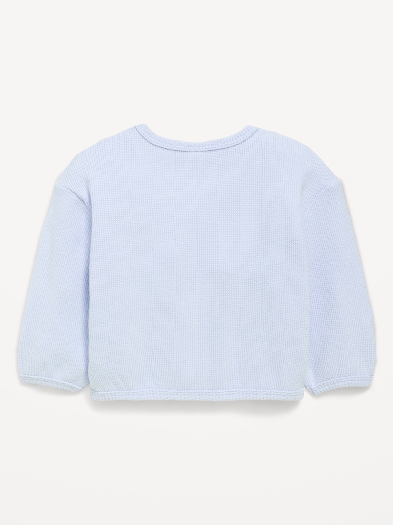 Long-Sleeve Waffle-Knit Pocket Sweatshirt for Baby