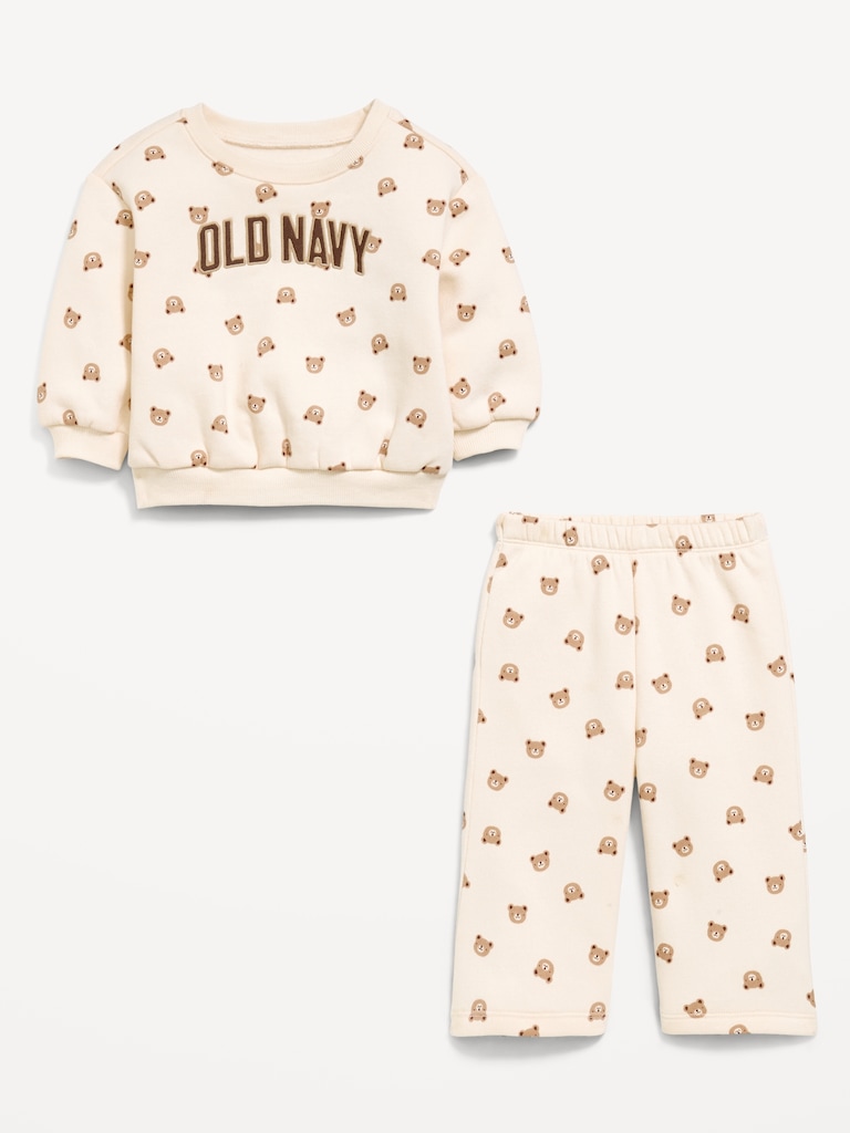 Printed Logo Graphic Sweatshirt and Sweatpants Set for Baby