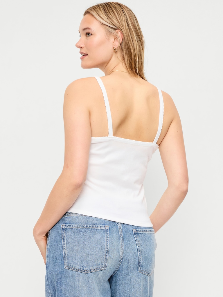 Button-Front Cami Tank Top