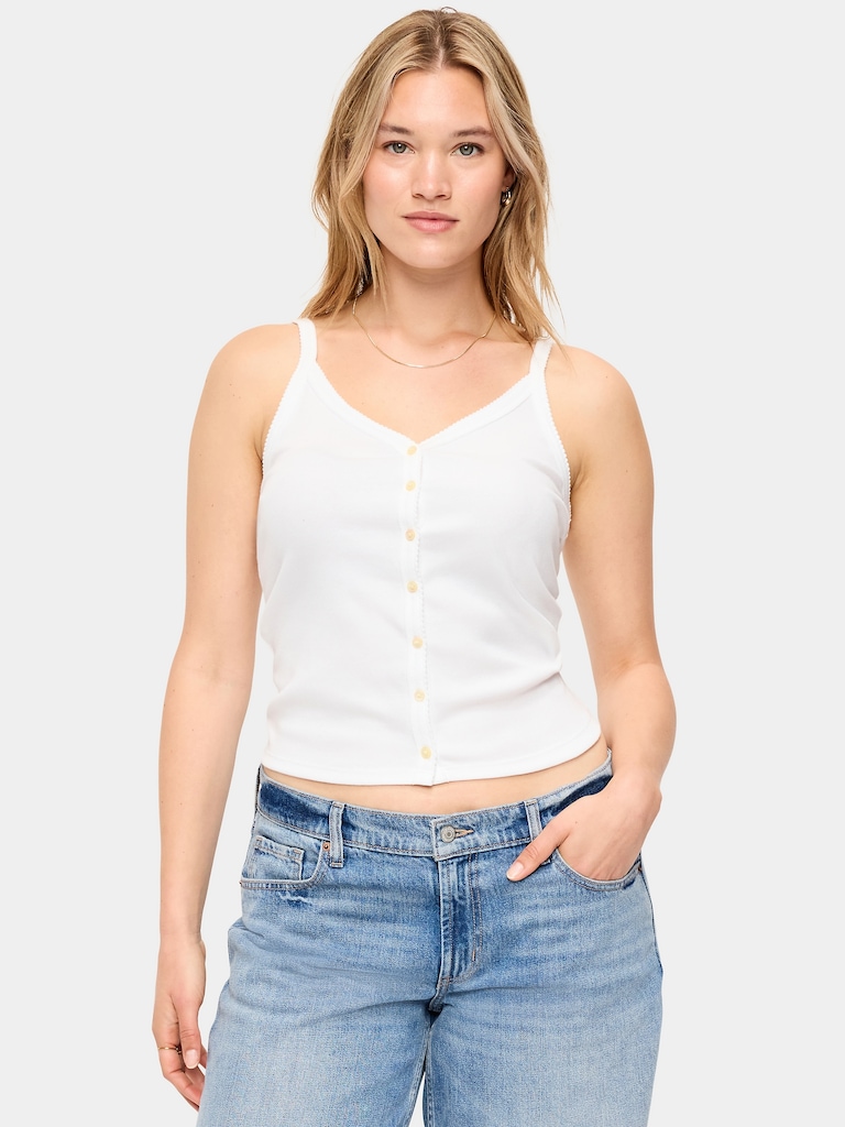 Button-Front Cami Tank Top