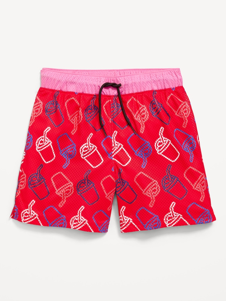 Printed Knee Length Mesh Shorts for Boys