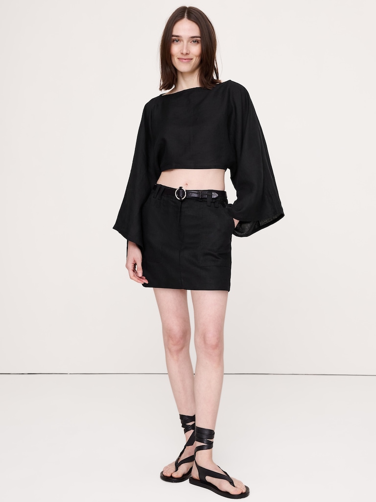 Jupe-short courte en lin