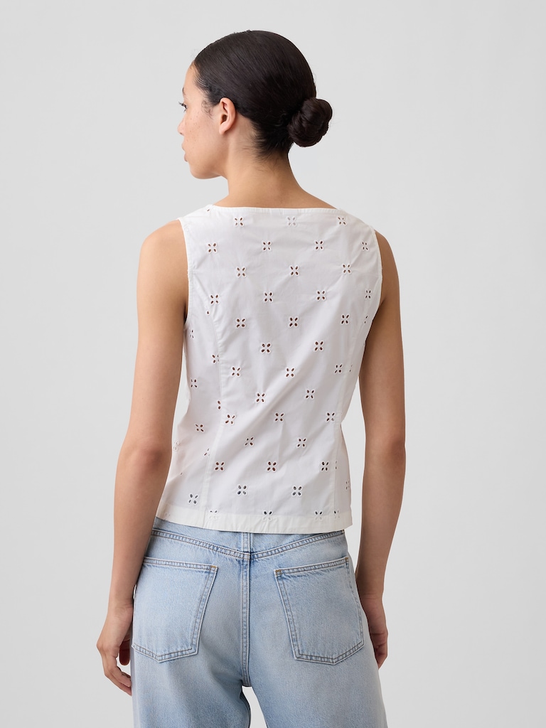 Boatneck Button-Up Top