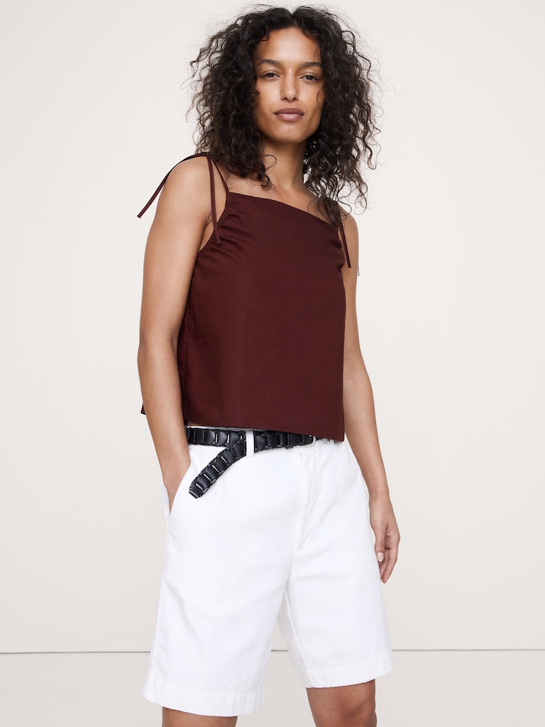 Cotton Poplin Tie-Strap Tank