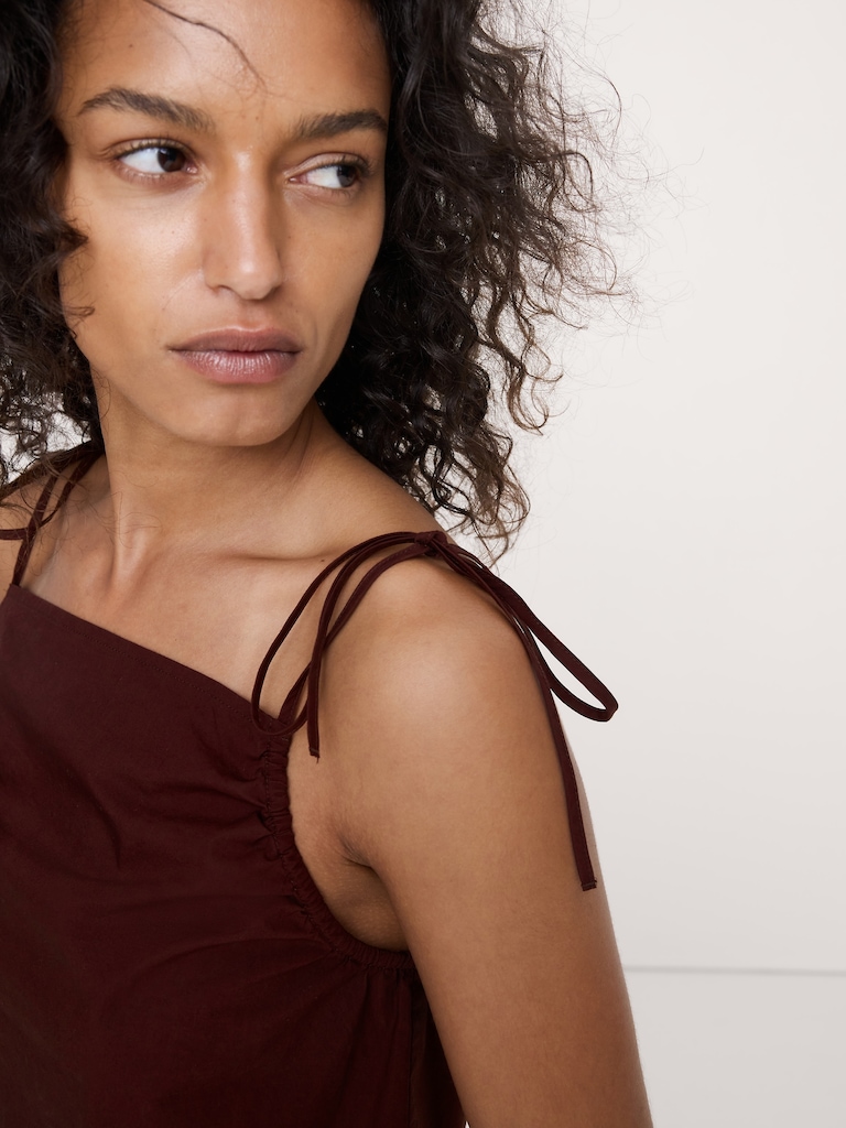 Cotton Poplin Tie-Strap Tank