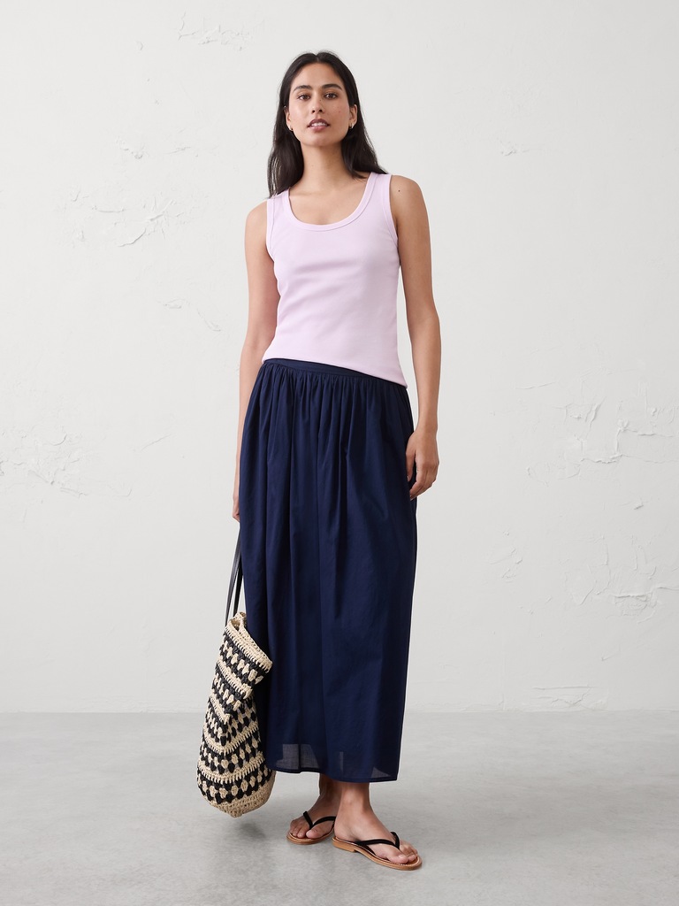 Ribbed Scoop-Neck Tank
