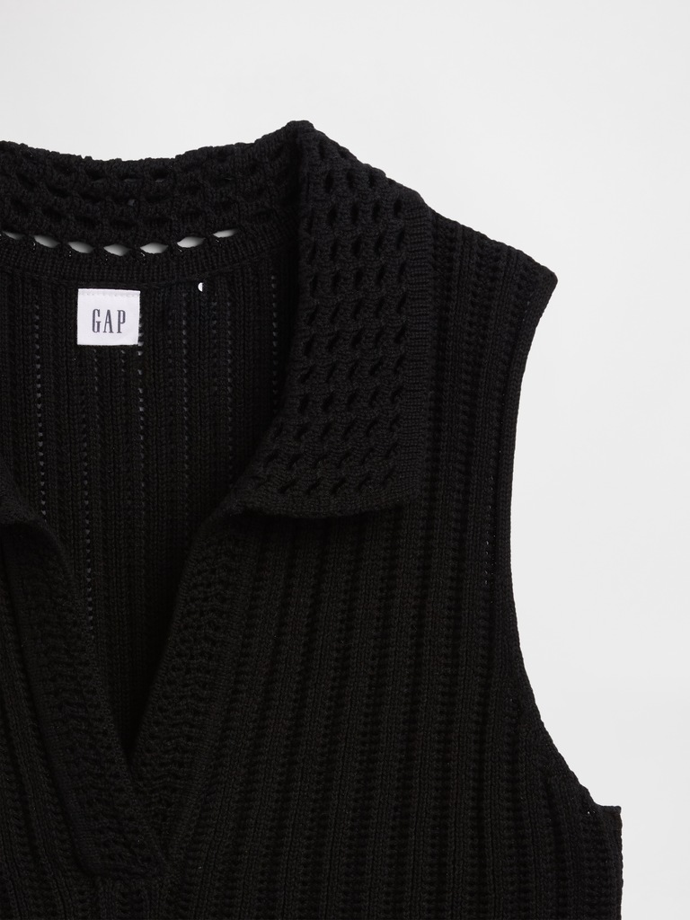Sleeveless Crochet Collared Top