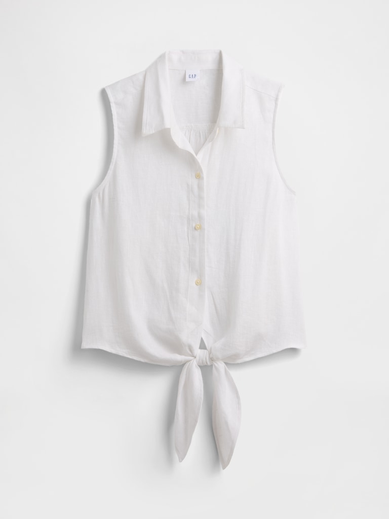 Relaxed Sleeveless Tie-Front Shirt